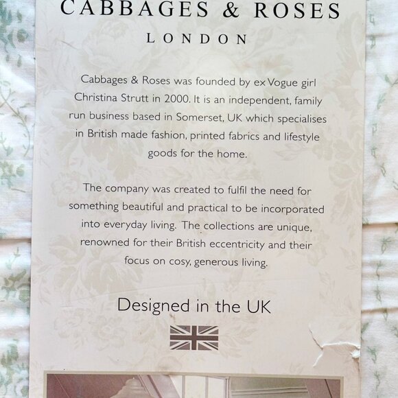 Cabbages & Roses KING Size Sheet Set JULIA SAGE Crisp Cotton Percale - Picture 4 of 6